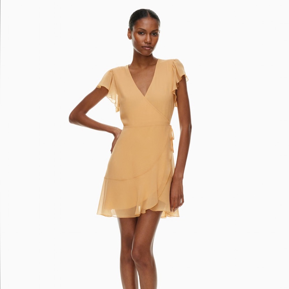 NWOT Aritzia Wilfred Chiffon wrap ruffle dress ‘Lawn Dress’